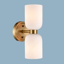 Modern Gold Bathroom Vanity Milky Glass Wall Sconce Bathroom Light Fixtures