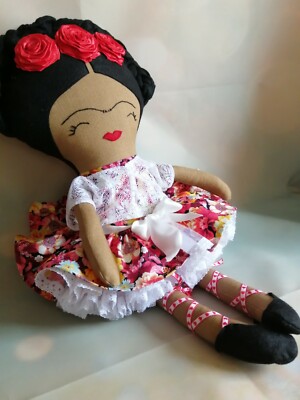 Frida Kahlo Ballerina Mexican Rag Doll Soft Plush Toy Large Size 24'' 