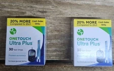 OneTouch Ultra PLUS Glucose Diabetic Test Strips - 2 30 ct packs (60) Free Ship