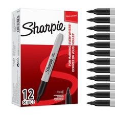 Sharpie Permanent Markers, Fine Point, Black, 12 1 Count Pack of 12 , Black
