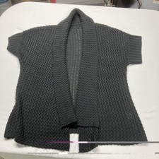 Open Front Knit Sweater Vest Lapel Dressbarn Size 18/20 Dark Gray NWOT