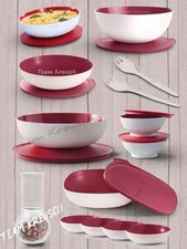 Tupperware Allegra rot weiß 5L, 3,5L, 1,5L,2x275ml,Salatbesteck,Dessertlöffel