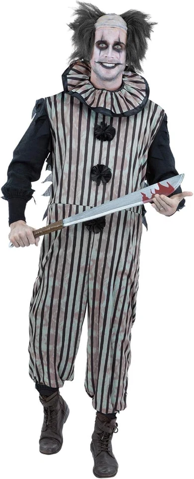 Smiffys Dark Vintage Clown Costume for Adults, Creepy Halloween Fancy Dress Outf - Bild 3 von 4