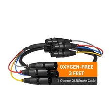 4-Channel XLR Snake Cable 3 ft Male to Female 24 AWG Multicolored