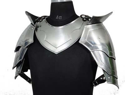 Men's Steel Knight Pauldrons Gorget Set   Medieval Armor, LARP, Cosplay
