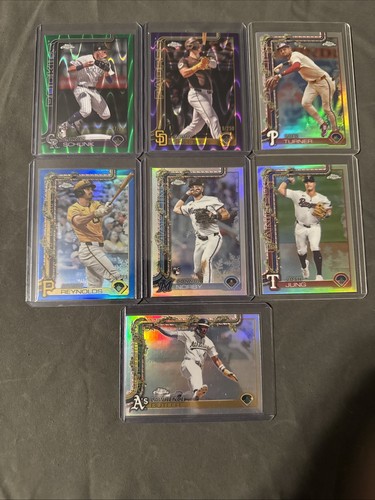 Lot de 7 cartes chromées numérotées vacances 2025 Topps sans dupes - Photo 1/9