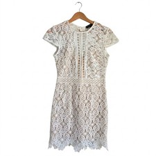 White crochet Lace Dress Size S Small Cap Sleeve Mini Bodycon Y2K love&other