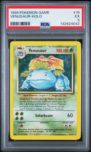 1999 POKEMON BASE SET UNLIMITED  #15 VENUSAUR-HOLO PSA 5