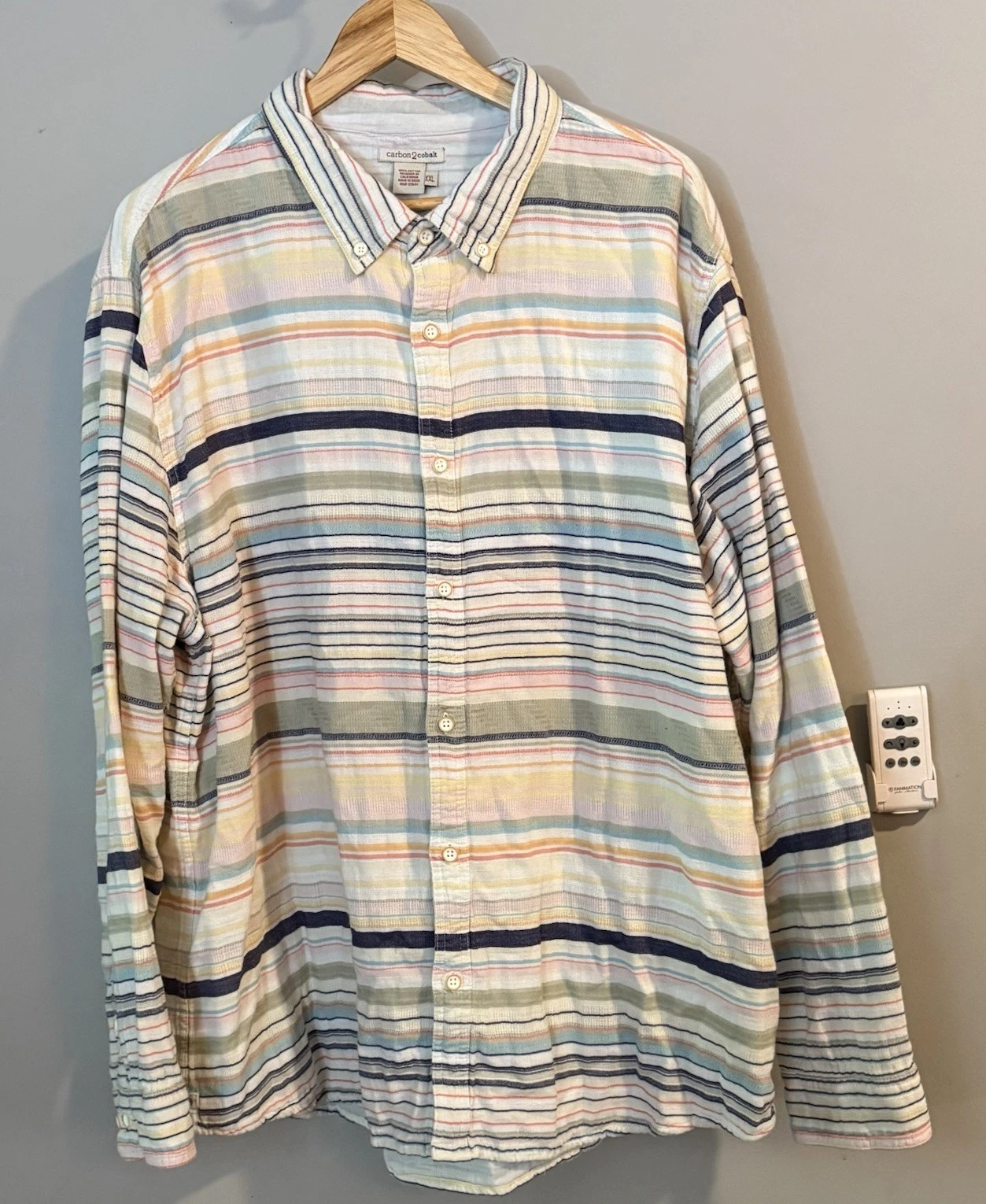 Carbon 2 Cobalt Shirt Button Up Striped Cotton Long Sleeve Men’s XXL
