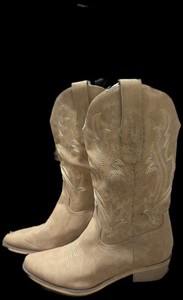 Western Cowboy Suede Beige Rough Out Boots