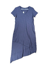 ANTHROPOLOGIE NWT Midi T-Shirt Dress Asymmetrical Raw Hem M Lagenlook Gray Slub