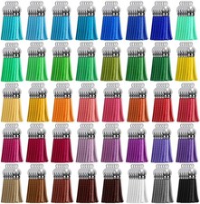 200pcs Leather Keychain Tassels 40 Colors Bulk for Crafts DIY Jewelry Making