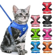 Pet Cat Dog Harness Walking Vest Lead Leash Collar Kitten Vest Mesh Adjustable