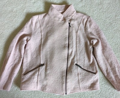 Woolovers Cardigan Sweater Pink Full Zip 100% Lambswool Soft Womens Medium