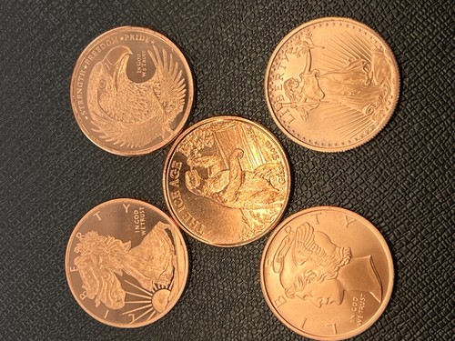 Lot Of 5 Different - 1oz Fine Copper Rounds, 5oz Total | eBay