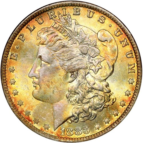 1883-O $1 NGC MS65 MORGAN DOLLAR ~ AMAZING IRRIDESCENT COLOR!