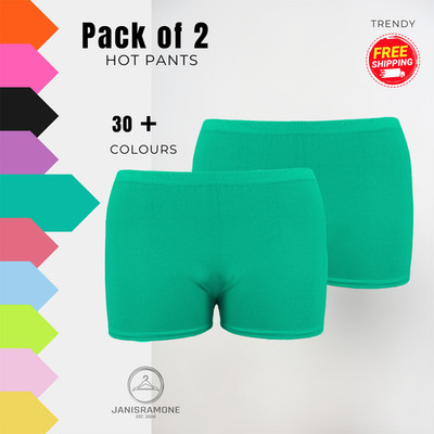 Damen-Hotpants uni dehnbar Tanz Clubkleidung Training Fitness-Shorts 2er-Pack