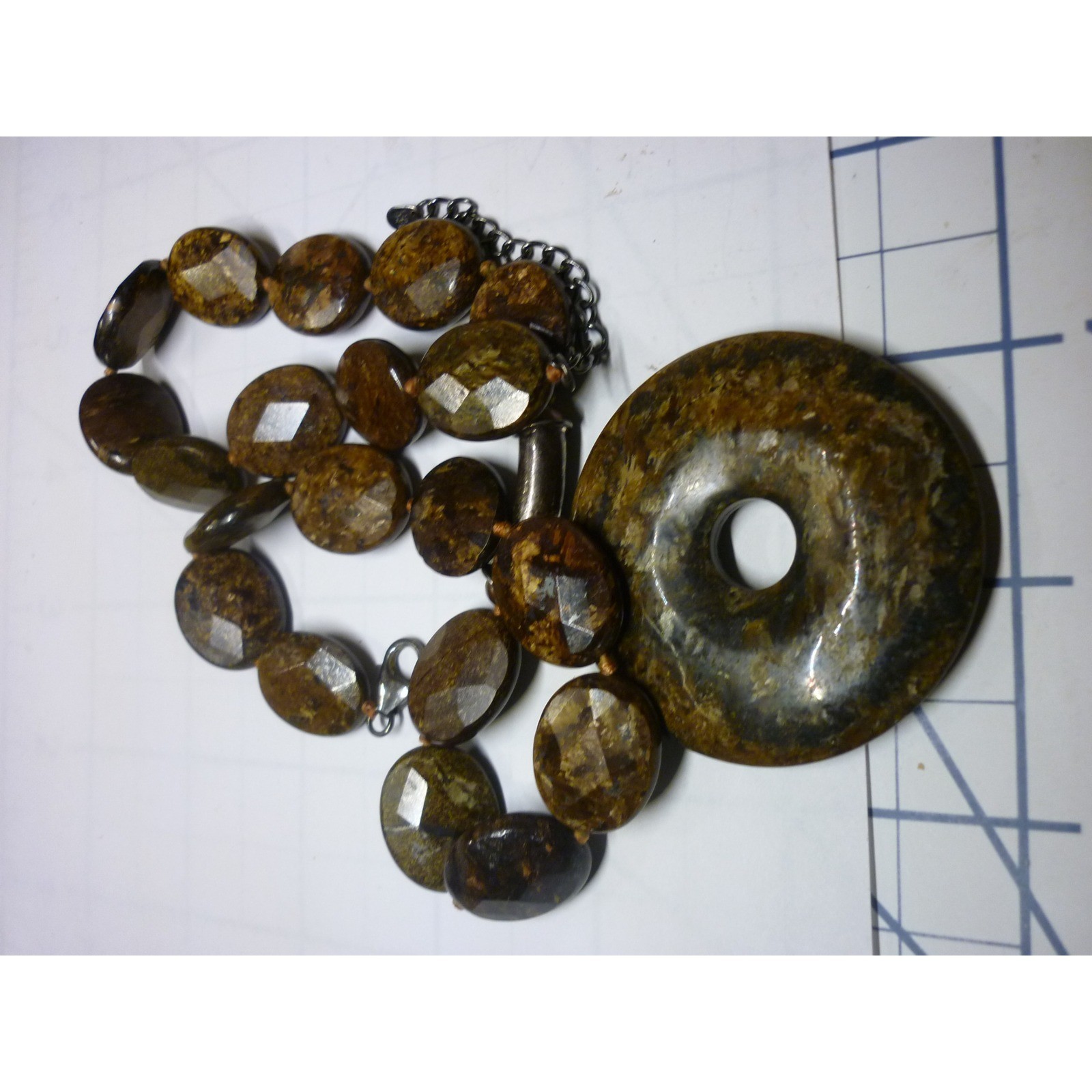 Large Bronzite Gemstone Statement Necklace Facete… - image 9