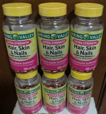 Spring Valley Extra Strength Hair Skin & Nails Collagen Support Softgels x 6