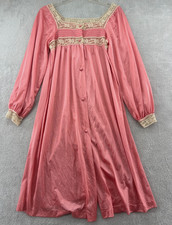 VTG Gossard Artemis Nightgown Womens Small Pink Lace Nylon Victorian HouseCoat