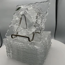 Shannon Crystal 7" Square Dessert Plate Godinger Freedom Pattern Set of 12 #2962