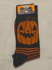 Halloween themed socks Men's size 6-12. NWT Scary Pumpkin pattern, Orange Blk.