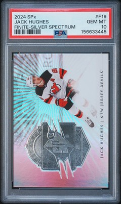2024/25 SPX Finite Jack Hughes #F19 Silver Spectrum 09/10 SSP PSA 10 POP 1