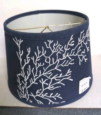 Navy Blue Sea Coral Lamp Shade 10'' Tapered Drum Spider Fitter Coastal NWT 