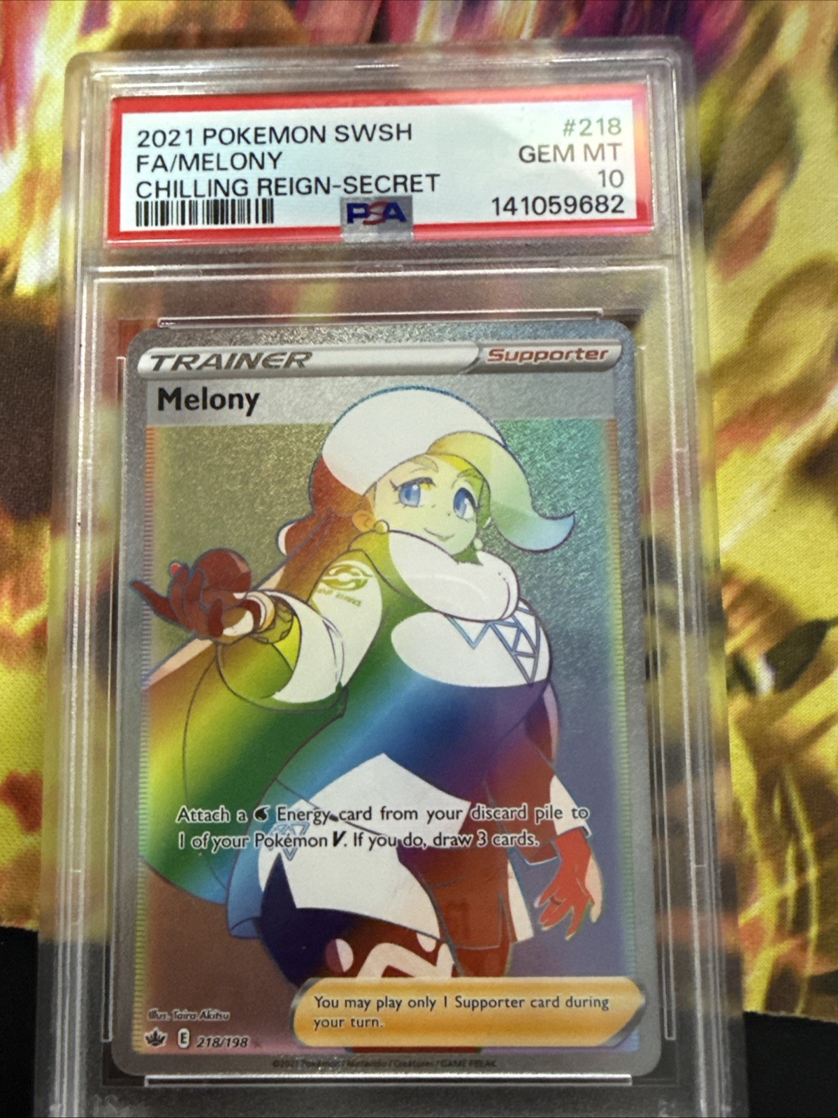 2021 Pokemon SWSH Melony 218/198 Chilling Reign Rainbow FA PSA 10