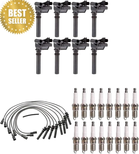 8 Ignition Coils + Wires & 16 Spark Plugs for Dodge Jeep Chrysler 5.7L V8 03-05