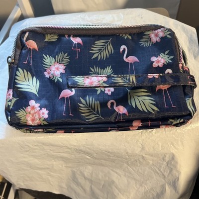 Three Pocket Wrist Wallet. Women's Wallet. Mudanzhilian Wristlet W/Flamingos