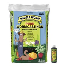 Wiggle Worm Fertilizer – 30lb Pure Worm Castings and 8oz Worm Casting Tea 1.50 per gallon
