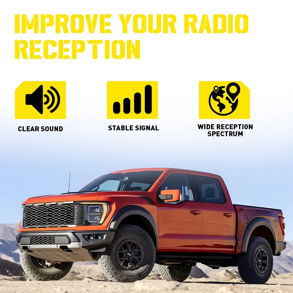 Antena de acero inoxidable negra de 7" para FORD E150/250/350/450/550 ECONOLINE 1992-2024 nueva Foto 2 de 4