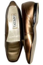 CAPEZIO JENNY COPPER 6 WOMEN BURNISHED FLAT LEATHER SHOES PREOWN PRIORITY