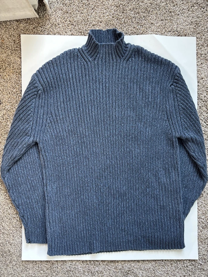 Винтажный вязаный свитер St.John's Bay Fisherman 100% хлопок размер большой с ложным воротником 90-е - Изображение 3 из 4