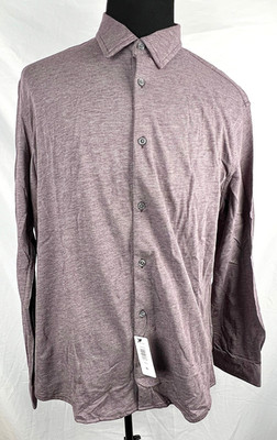 NEW NWT DKNY Burgundy Red Button-Front Cotton Knit L/S Shirt XL