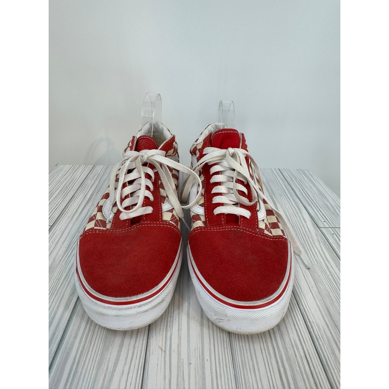 Vans Skater Low Top Red Checkerboard Suede Canvas Sneakers Men's Shoes Size 12 thumbnail 2