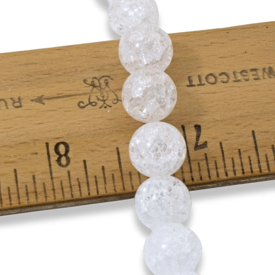 Snowy White Crackle Beads, 30-Pack Winter Glass Beads 10mm, Holiday Jewelry DIY - Image 4 of 4