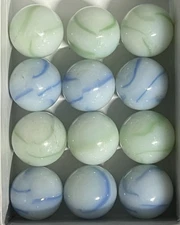 Group Lot (12) Marble King Rainbow 🌈 Marbles, Blue, Green, Approx 5/8”