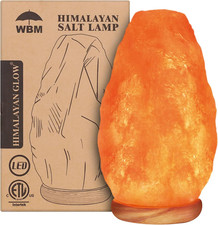 USB Himalayan Pink Salt Lamp Touch Dimmer Wood Base Home Decor Lamp