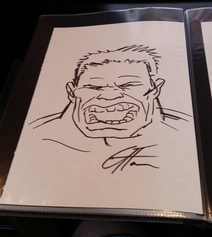 HULK-HAND DRAWN & SIGNED/GREG HORN W/COA(~8x11)MARVEL Comic Art