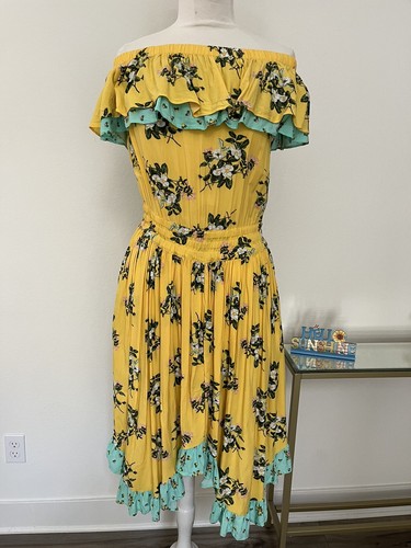 Matilda Jane Women's Size M Yellow Floral Dress Hooked On A Feeling New Washable - Picture 3 of 11