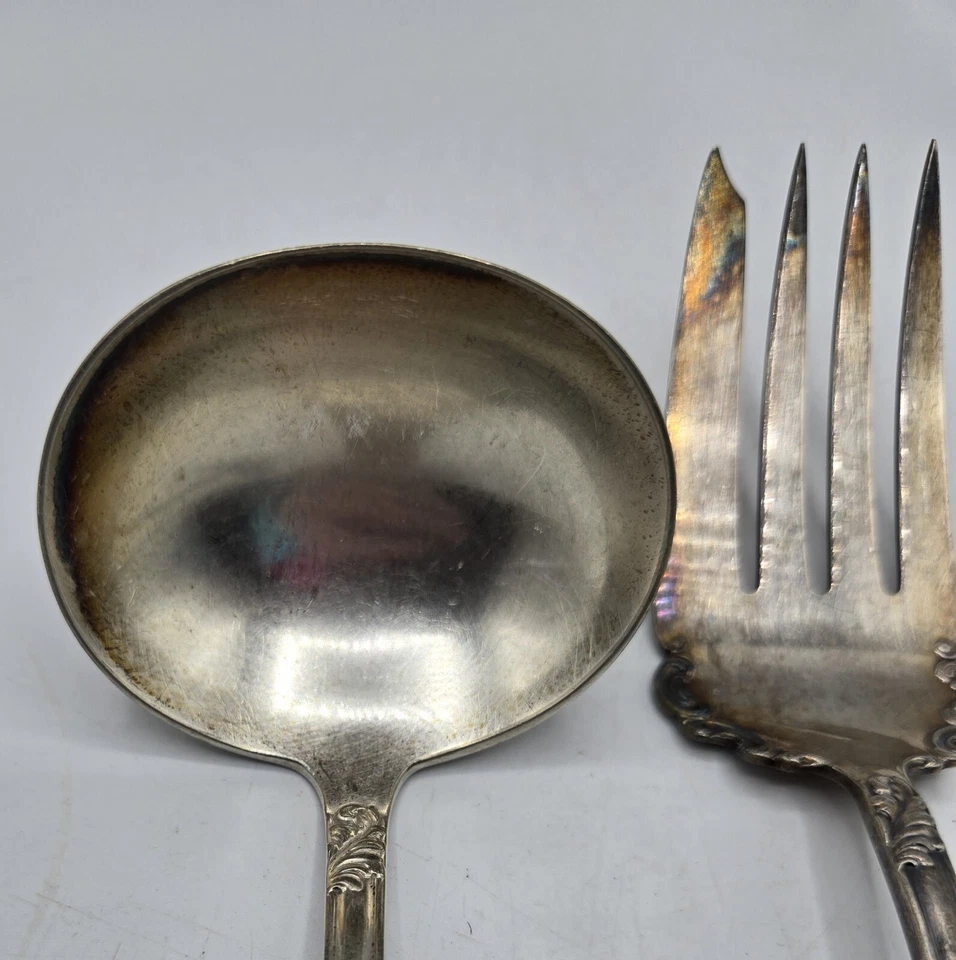 Rogers & Hamilton 1895 Aldine Pattern Silver Plate Serving Fork and Ladle - Image 4 of 4