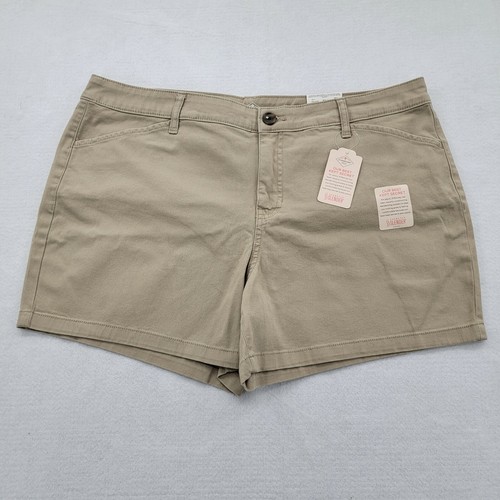 St John's Bay sz 16P Cotton Blend Beige Shorts Tummy Control Slender Mid Rise