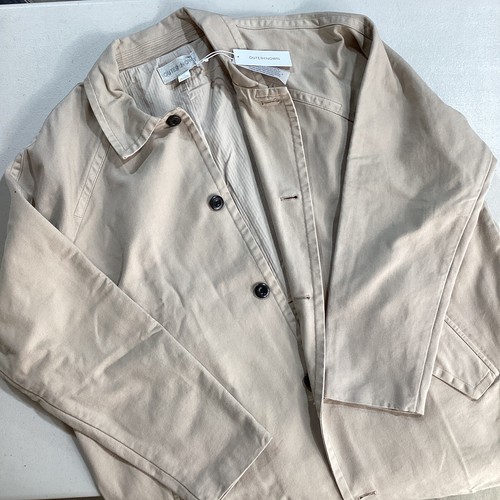 Outerknown Century Car Coat Mens L Latte Canvas Trench Over Coat 100% Cotton
