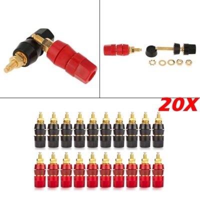 20Pcs Audio Speaker Terminal 4mm Binding Post Banana Jack Plug B122 Gold Plated