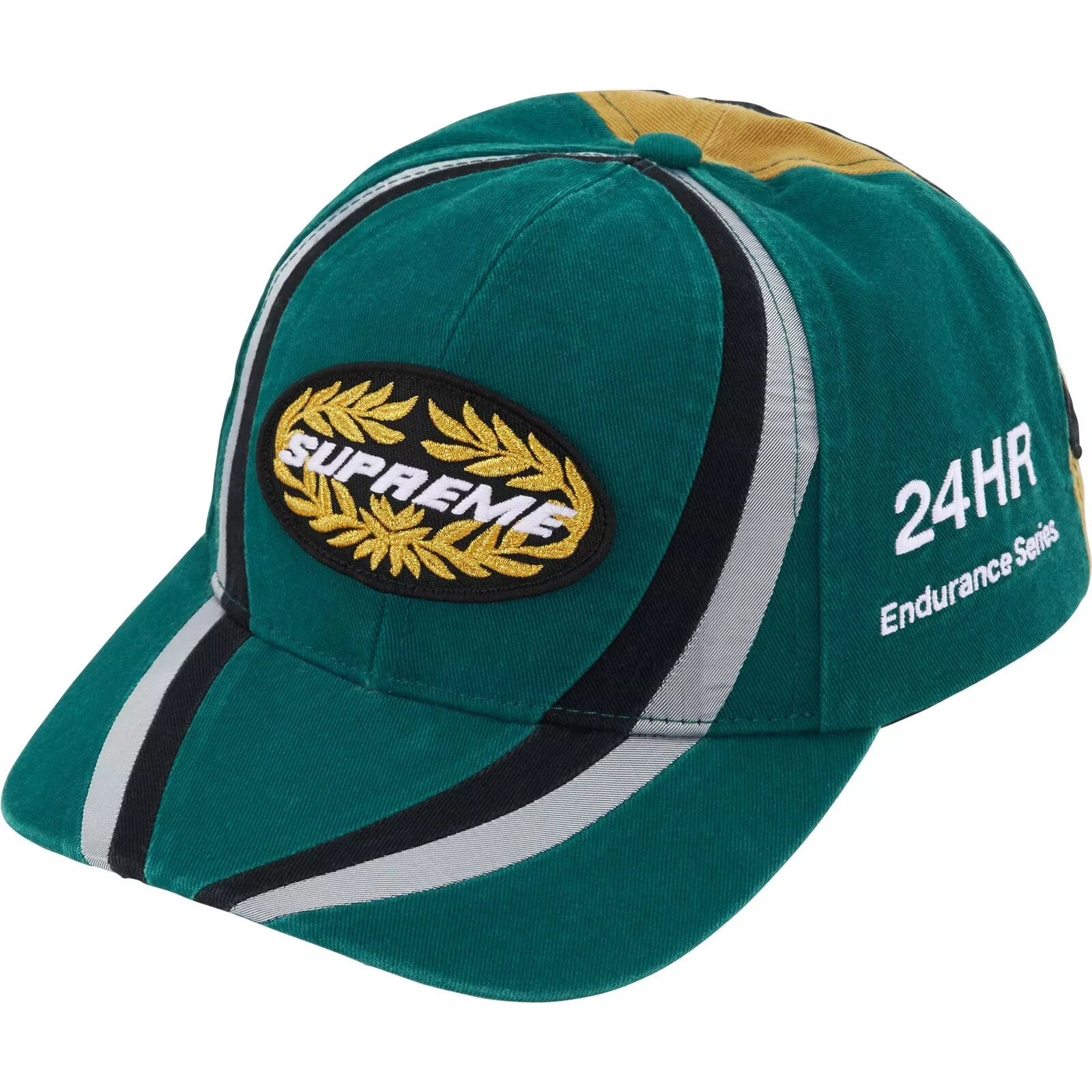 Chapeau Supreme Endurance Series 6 panneaux brodé vert FW24 DSWT neuf