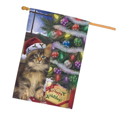 Christmas Happy Holidays Maine Coon Cat Tree and Presents ...