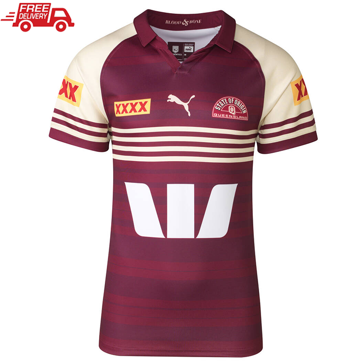 【海外Ｍサイズ】NRL ＱＬＤマルーンズ キャプテンズラン ジャージ Queensland Maroons 2024 Origin Captain's Run NRL QLD Jersey