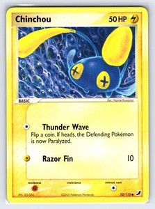 Chinchou 52/115 2005 EX Unseen Forces Pokemon Card Nintendo Common - Nm